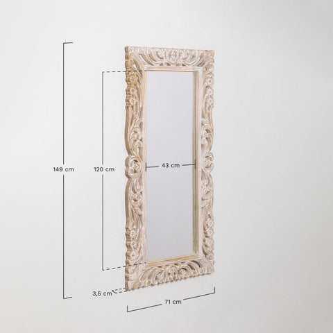 Zargor Rectangular Solid Mango Wood Wall Mirror | Bedroom & Living Room Decor – Oakvello