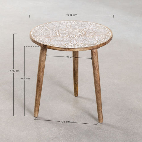 Tienga 45cm Round Solid Mango Wood Side Table | Living Room Accent Furniture – Oakvello