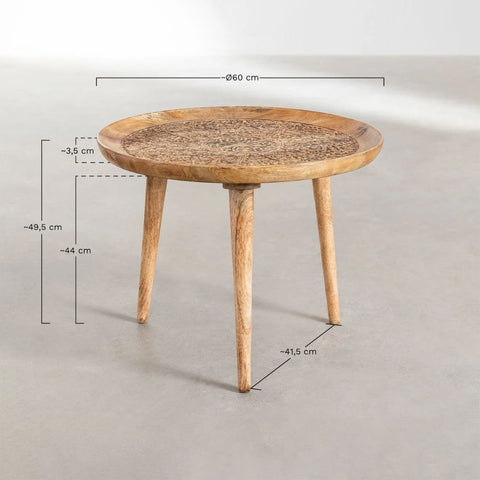 60cm Round Solid Mango Wood Coffee Table | Living Room Centre Table – Oakvello
