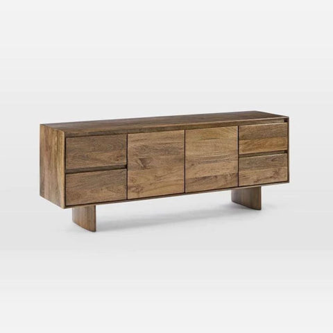 Natural Solid Wood Sideboard TV Cabinet | Media Console & Storage – Oakvello