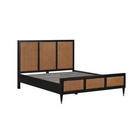 Florence Solid Wood Cane Bed | Handcrafted Rattan Bedroom Furniture – Oakvello