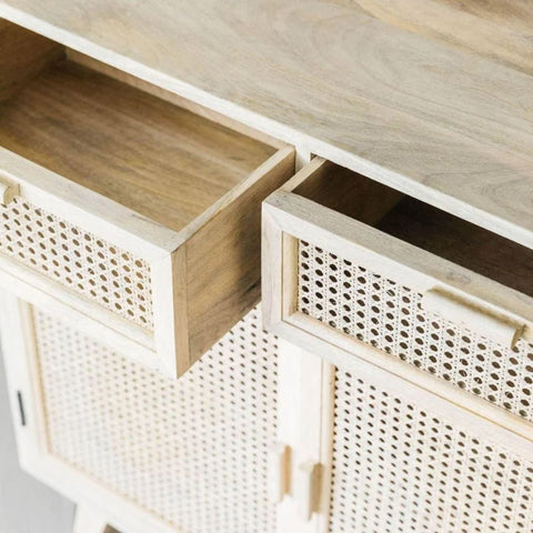 Solid Wood Side Cabinet with 2 Doors & Drawers | Living Room Storage – Oakvello