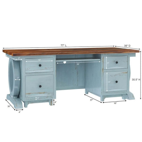 Jodhpur Two-Tone Solid Wood Office Table | Home Office Writing Desk – Oakvello