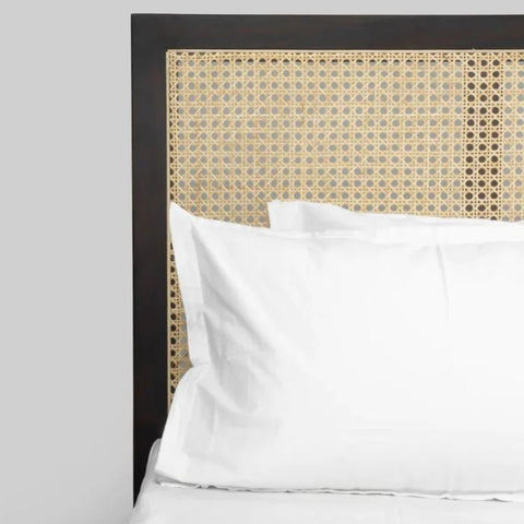 Solid Wood Cane Rattan Bed | Handcrafted Boho Bedroom Furniture – Oakvello