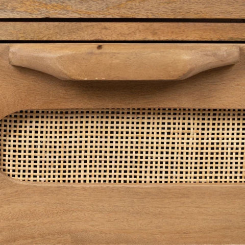 Solid Sheesham Wood & Rattan Sideboard | Boho Living Room Storage – Oakvello