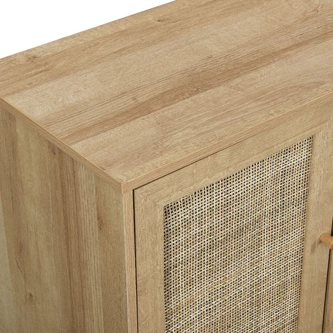 Jaipur Natural Rattan 3-Door Sideboard | Boho Solid Wood Storage – Oakvello