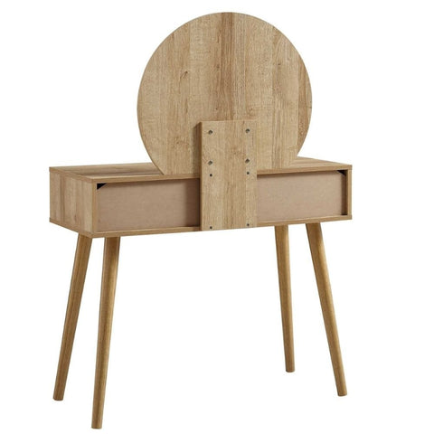 Natural Rattan Dressing Table with Mirror | Boho Bedroom Vanity Furniture – Oakvello