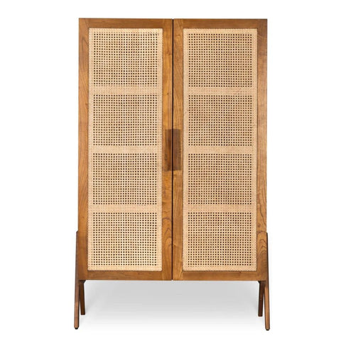 Rattan & Solid Wood Storage Cabinet | Boho Living Room Furniture – Oakvello