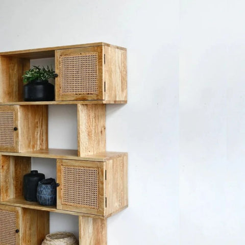 Modern Solid Wood Bookshelf with Storage | Living Room Display Cabinet – Oakvello