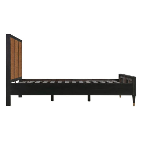 Rattan Cane Solid Wood Bed | Handcrafted Boho Bedroom Furniture – Oakvello