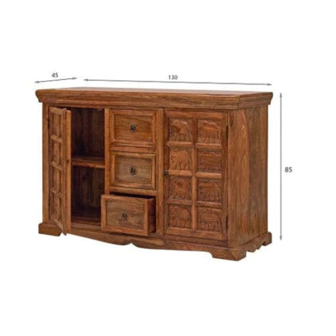 Ajmeri Solid Sheesham Wood Sideboard | Premium Living Room Storage – Oakvello