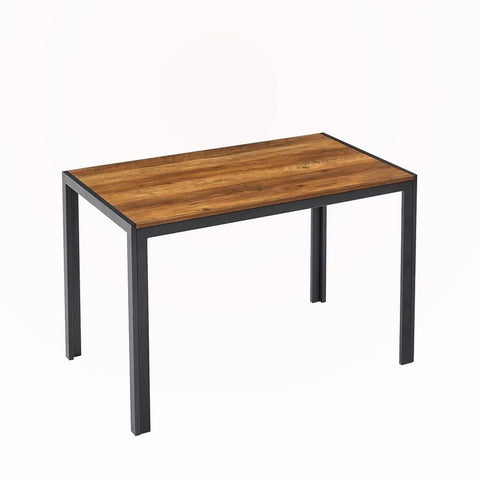 Solid Wood Top & Black Metal Shelf Dining Table | Industrial Kitchen Furniture – Oakvello