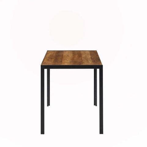 Solid Wood Top & Black Metal Shelf Dining Table | Industrial Kitchen Furniture – Oakvello