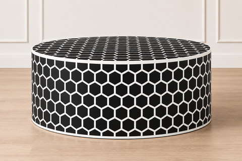 Kota Bone Inlay Round Coffee Table | Handcrafted Artisan Living Room Furniture – Oakvello