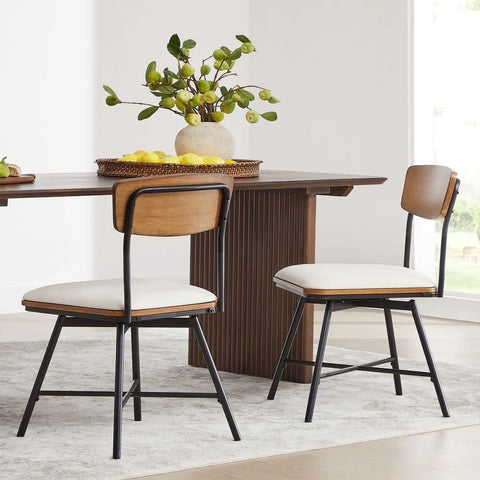 Solid Sheesham Wood Swivel Dining Chair Set of 2 | Kitchen Seating – Oakvello