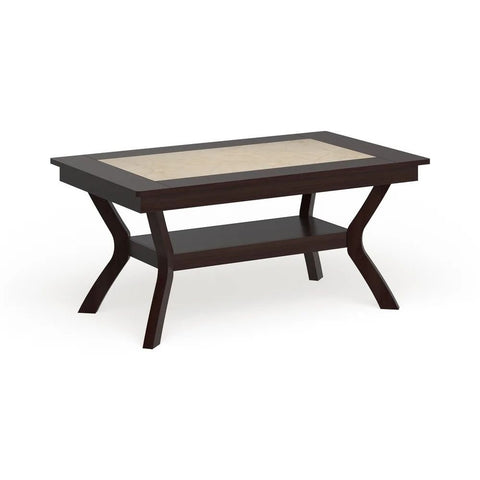 Beige Solid Wood Dining Table with Shelf | Kitchen & Dining Furniture – Oakvello