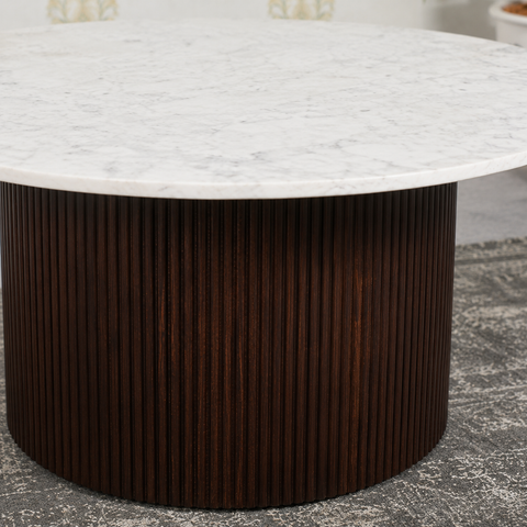 Solid Mango Wood Coffee Table with Marble Top | Living Room Furniture – Oakvello