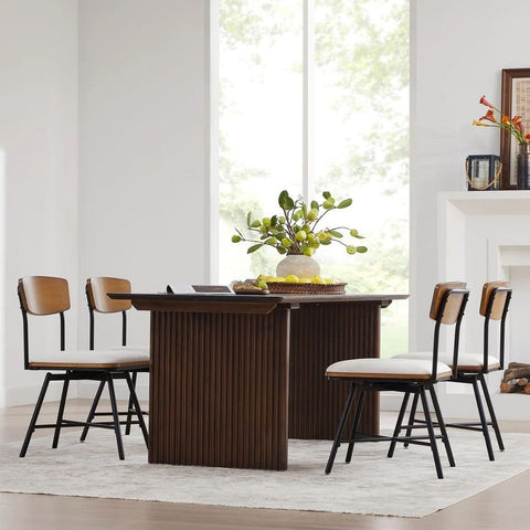 Solid Sheesham Wood Swivel Dining Chair Set of 2 | Kitchen Seating – Oakvello