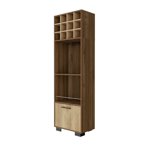 Solid Wood Corner Bar Cabinet | 12 Wine Cubbies, 2 Shelves & Glass Rack – Oakvello