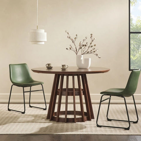 Round Slatted Solid Wood Dining Table | Airy Kitchen & Dining Furniture – Oakvello