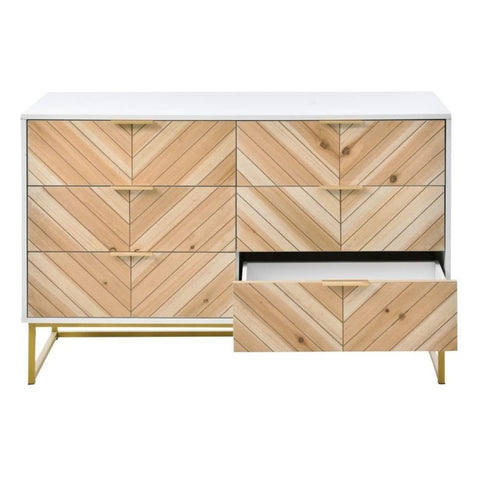 6-Drawer Wooden Storage Cabinet with Metal Legs - White