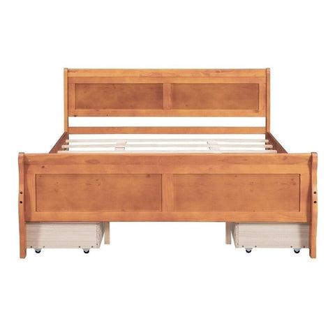 Solid Wood King Size Bed with 4 Drawers | Streamlined Bedroom Furniture – Oakvello