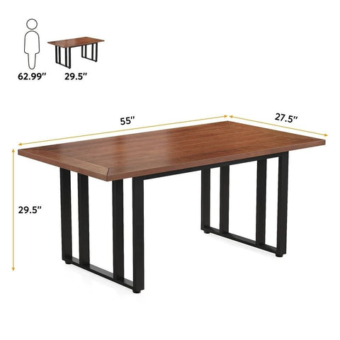 4-Seater Solid Wood Dining Table with Metal Legs | Kitchen Furniture – Oakvello