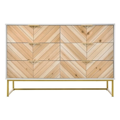 6-Drawer Wooden Storage Cabinet with Metal Legs - White