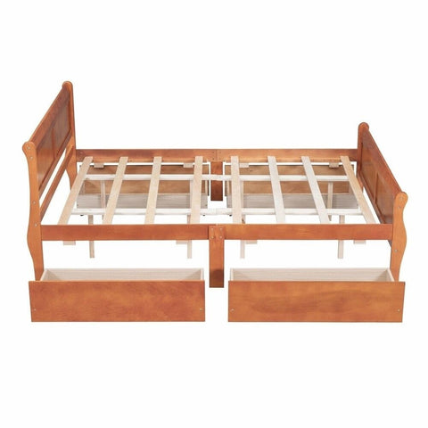 Solid Wood King Size Bed with 4 Drawers | Streamlined Bedroom Furniture – Oakvello