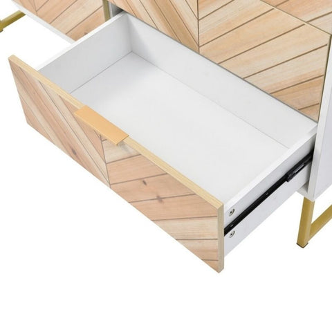 6-Drawer Wooden Storage Cabinet with Metal Legs - White