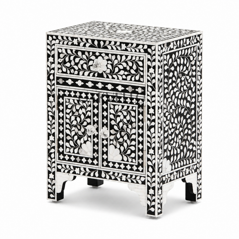 Ivory Vine Bone Inlay Bedside Cabinet