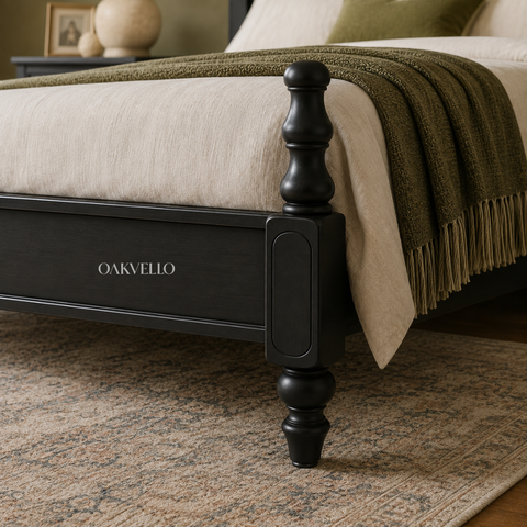 Manor Rattan Poster Bed | Solid Mango Wood & Cane Four-Poster Bed