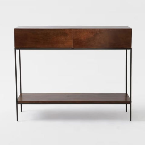 Industrial Solid Wood Console Table | Metal Frame Entryway Furniture – Oakvello