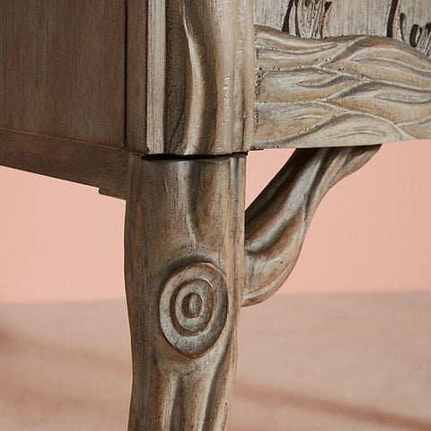 Hand Carved Land & Sky Bar Cabinet | Artisan Solid Wood Home Bar – Oakvello