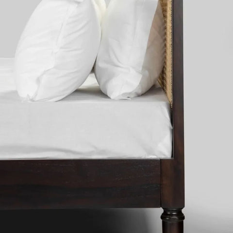 Solid Wood Cane Rattan Bed | Handcrafted Boho Bedroom Furniture – Oakvello