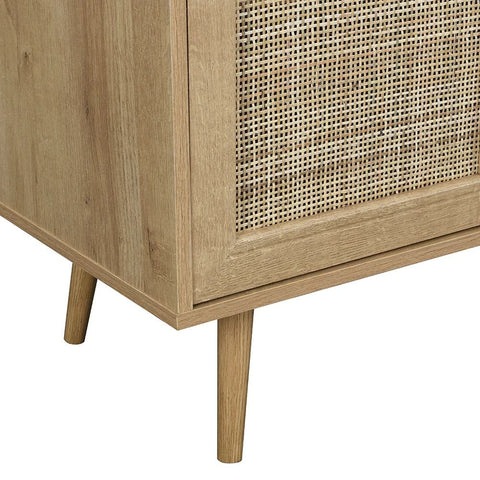 Jaipur Natural Rattan 3-Door Sideboard | Boho Solid Wood Storage – Oakvello