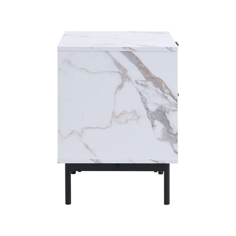 Marble Effect 2-Drawer Bedside Table | Solid Wood Luxury Nightstand – Oakvello