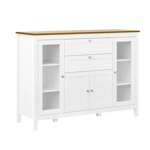 Solid Wood Storage Sideboard with Glass Door | Living Room Display Cabinet – Oakvello