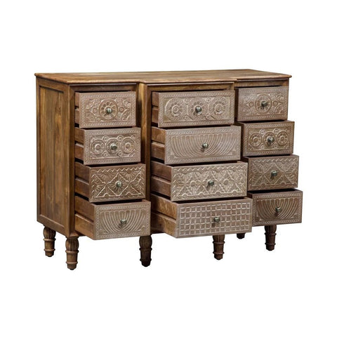 12 Drawer Accent Cabinet | Solid Wood Storage Chest – Oakvello