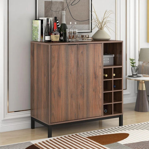 Solid Wood Bar Cabinet Sideboard | Home Bar & Living Room Storage – Oakvello