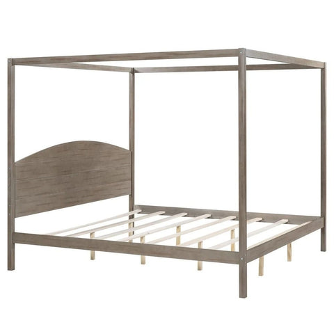 Modern Brown King Size Platform Bed with Headboard | Solid Wood Bedroom Furniture – Oakvello