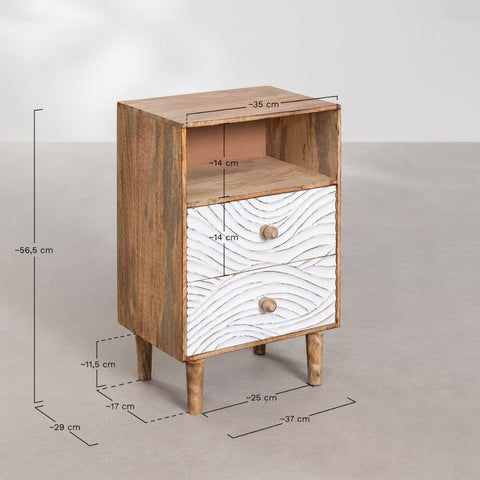 Solid Mango Wood Bedside Table | Warm Finish Bedroom Nightstand – Oakvello