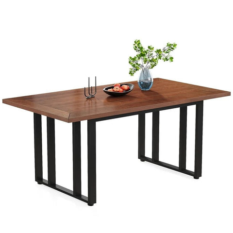 4-Seater Solid Wood Dining Table with Metal Legs | Kitchen Furniture – Oakvello