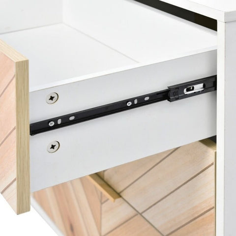 6-Drawer Wooden Storage Cabinet with Metal Legs - White