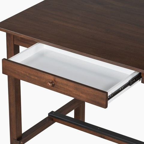 Walnut Solid Wood Dining Table with Storage Drawer – Oakvello