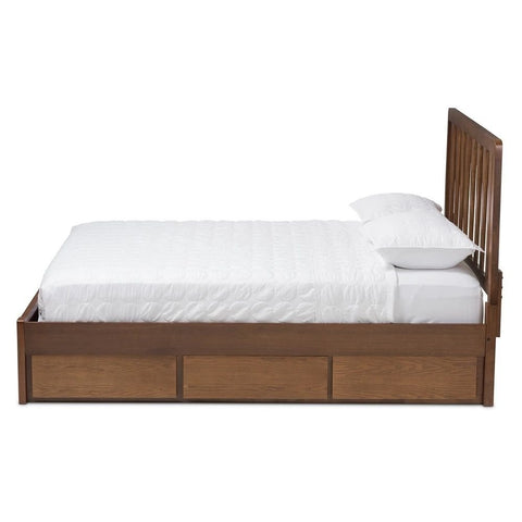 Contemporary Walnut Solid Wood Storage Bed | Modern Bedroom Furniture – Oakvello