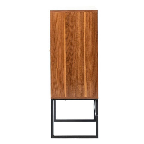 2-Door Accent Wood Cabinet | Interior Shelves & Black Metal Base – Oakvello