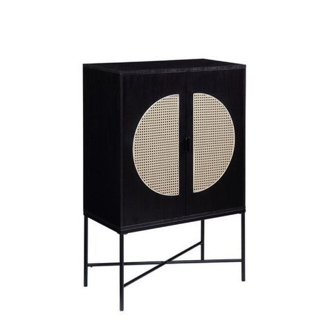 Black Finish Solid Wood Wine Cabinet | Home Bar Storage Furniture – Oakvello