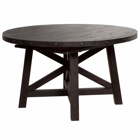 Industrial Solid Wood Round Extension Dining Table | Expandable Design – Oakvello