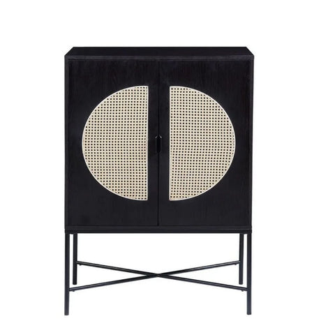 Black Finish Solid Wood Wine Cabinet | Home Bar Storage Furniture – Oakvello